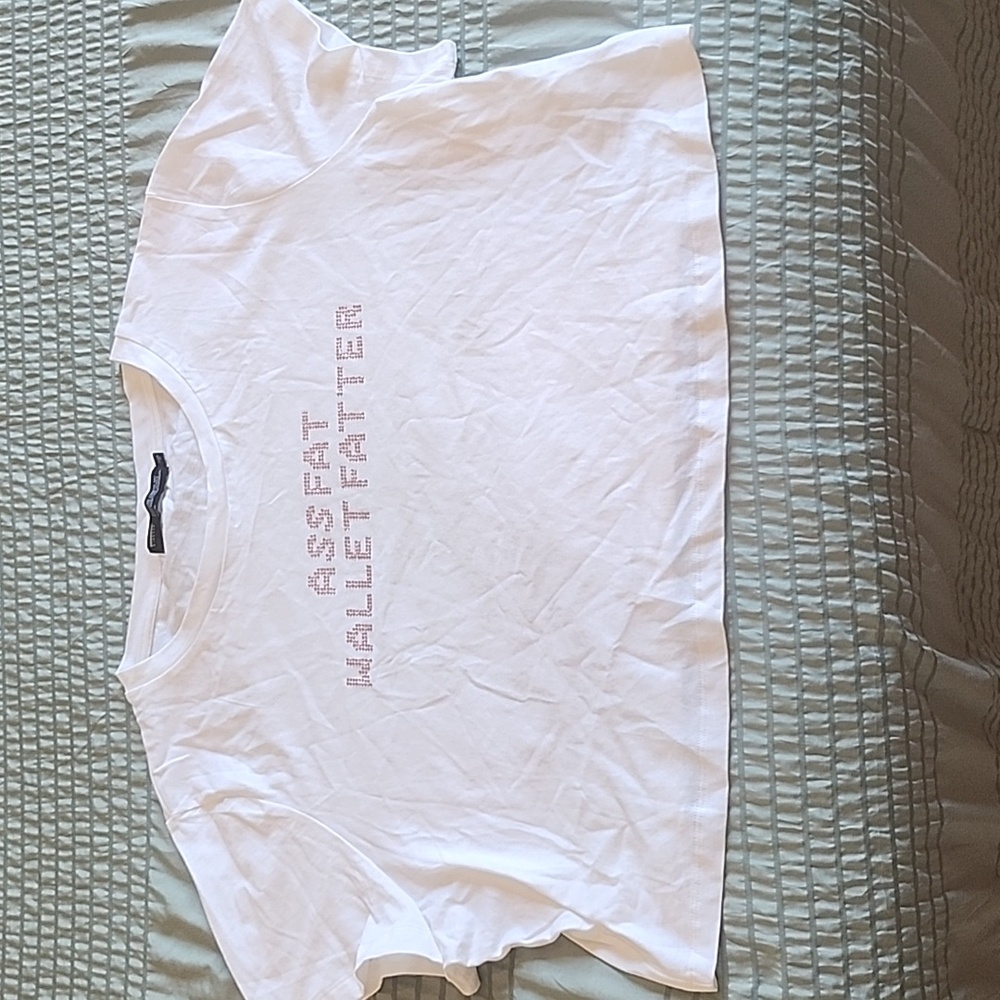 Pink Rhinestone White Plus Size Crop Top